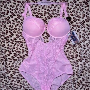 Juicy Couture Pink Lace Teddy Bodysuit